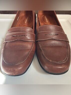 Womens Naturalizer-Penny Loafer Leather Flats Brown Size 8W